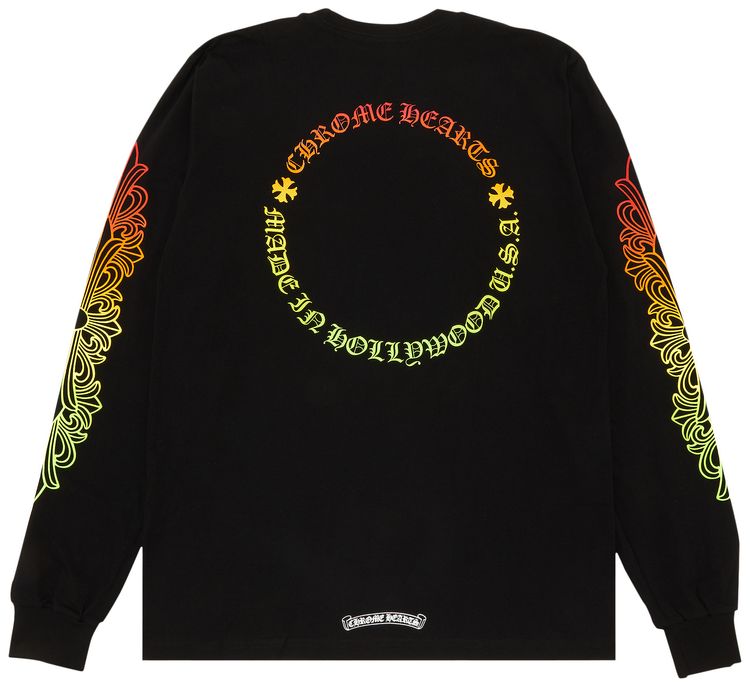 Chrome Hearts Floral Sleeve Gradient Long Sleeve T Shirt Black