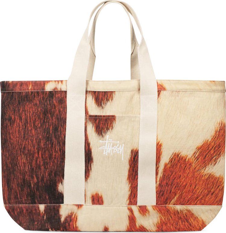 Stussy Canvas Extra Large Tote Bag 'Cowhide'