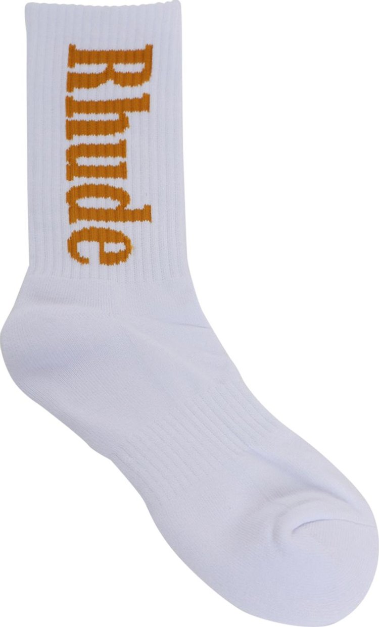 Rhude Logo Sock MustardBrown