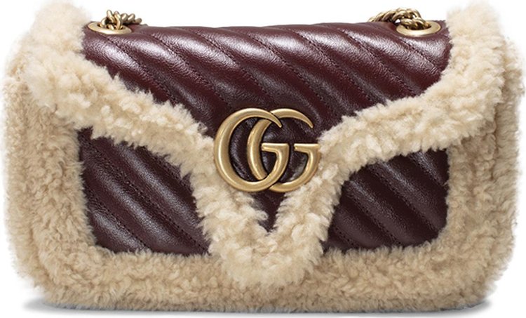 GG Marmont super mini bag in light pink shearling