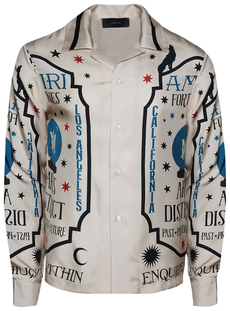 Amiri Fortune Long Sleeve Bowling Shirt Alabaster