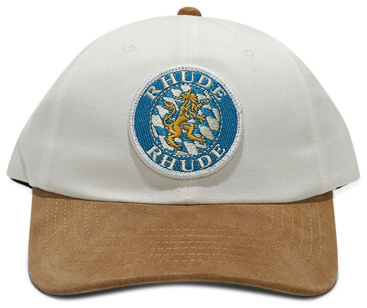 Rhude Suede Crest 6 Panel Cap CreamTan