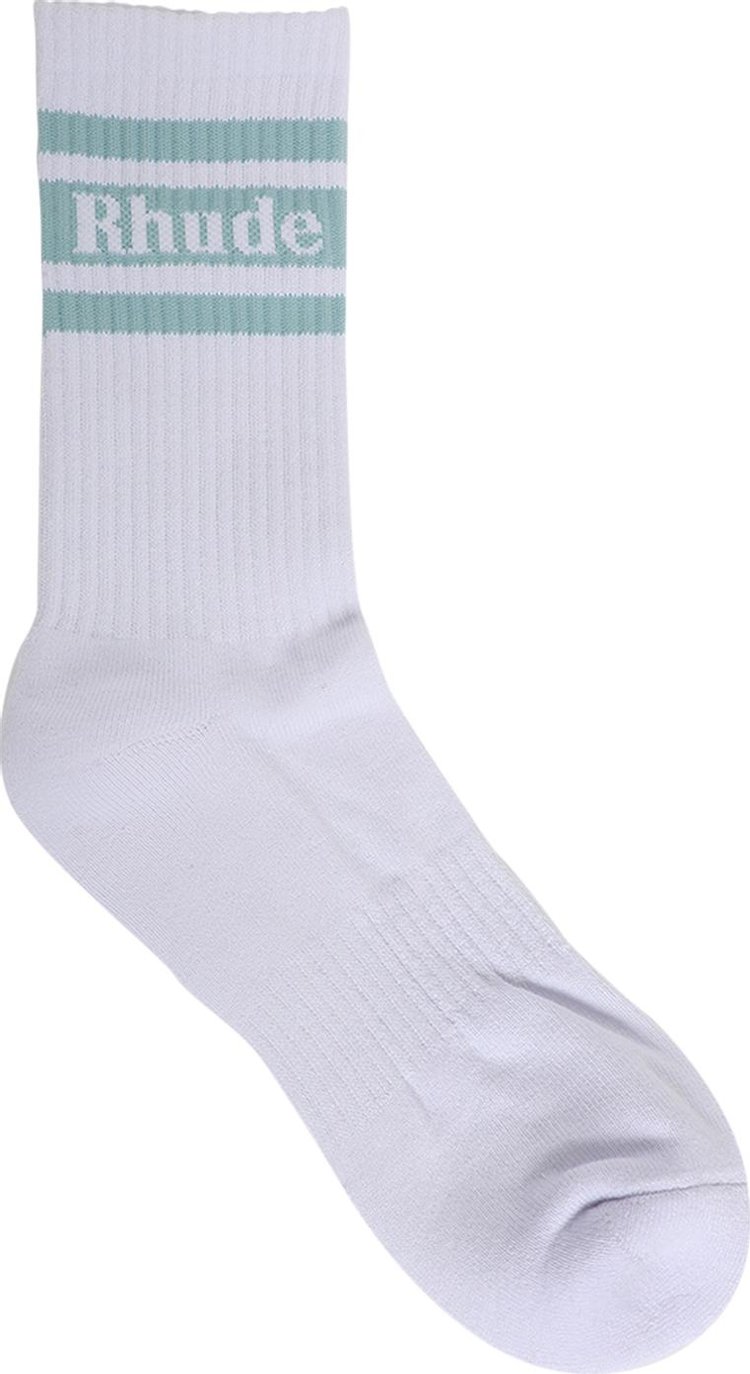 Buy Rhude Striped Logo Sock 'White/Light Blue' - PS23SO07070443 | GOAT