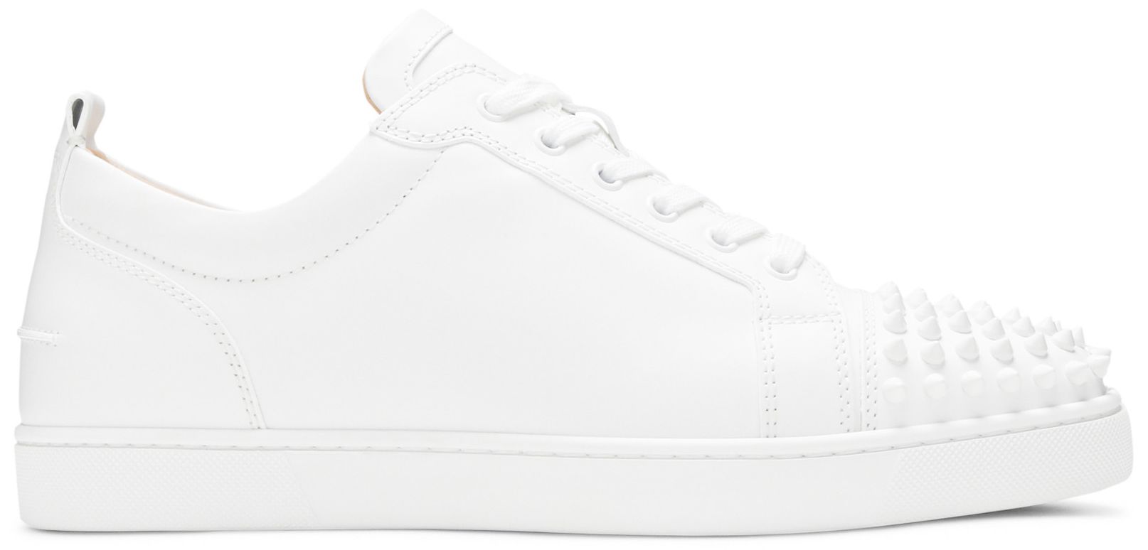 Christian Louboutin Mens Louis Junior Spikes Flat White Leather