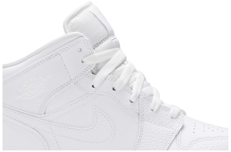 Air Jordan 1 Mid GS Triple White Tumbled Leather 2020