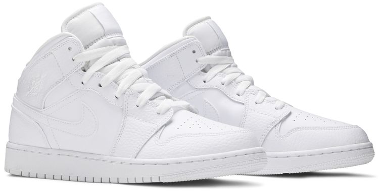 Air Jordan 1 Mid GS Triple White Tumbled Leather 2020