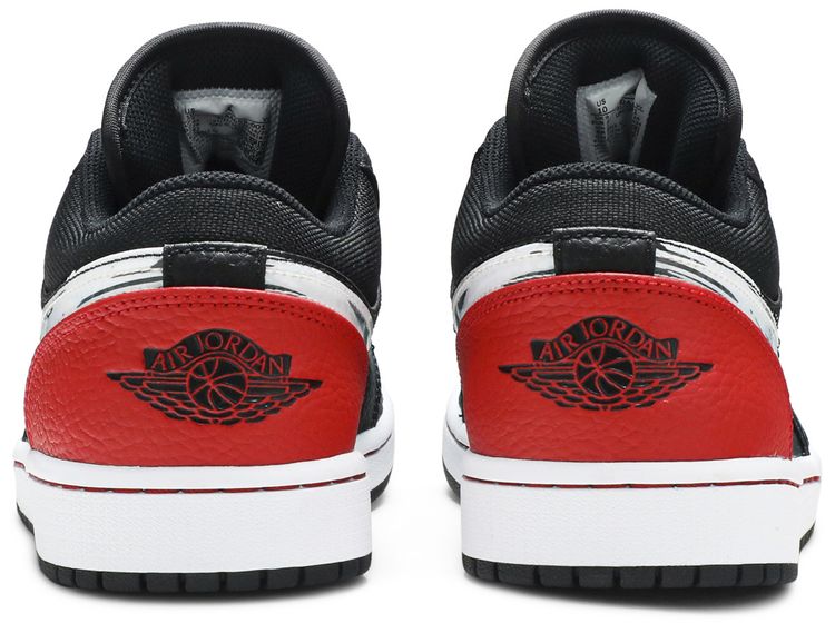 Air Jordan 1 Low Brushstroke Swoosh   Black Red
