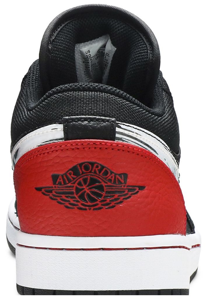 Air Jordan 1 Low Brushstroke Swoosh   Black Red