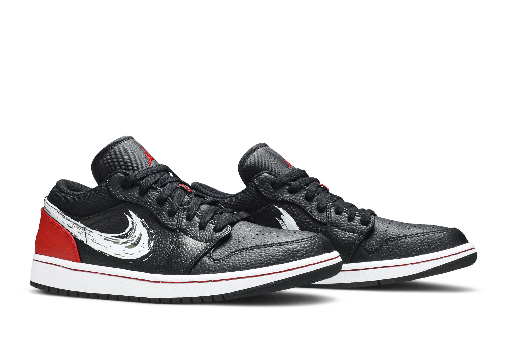 スニーカー Nike Air Jordan 1 Low Brushstroke Swoosh Black Jordan 1 Low Brushstroke Men's - DM3528-100 - US