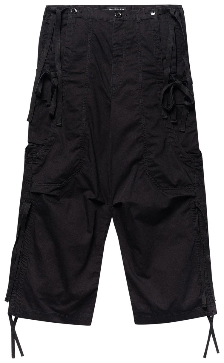 Undercover Throne of Blood Cropped Tied Hem Trousers Black