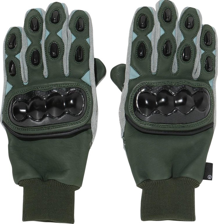 Undercover Throne of Blood Embossed Leather Gloves 'Green'