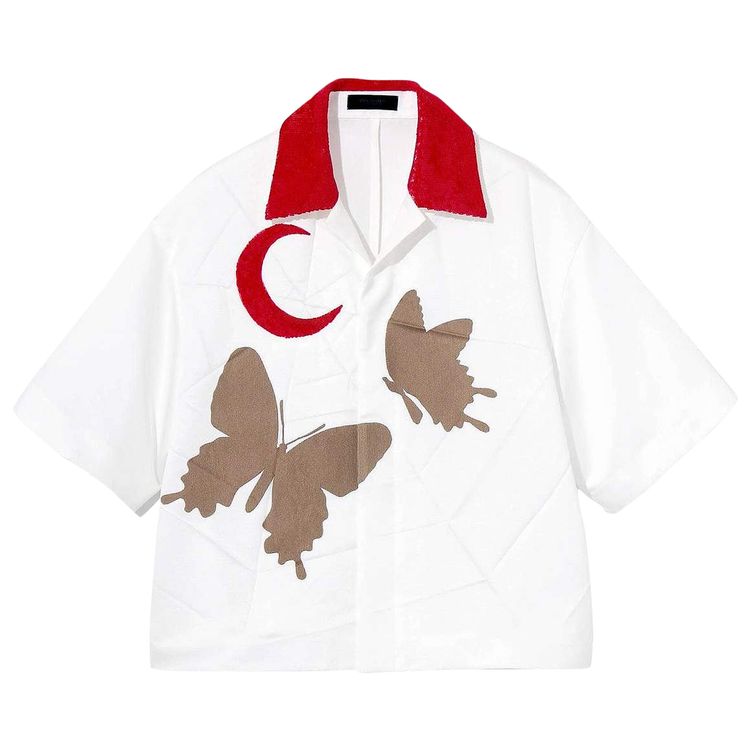 Undercover Butterfly Print Flared Shirt White