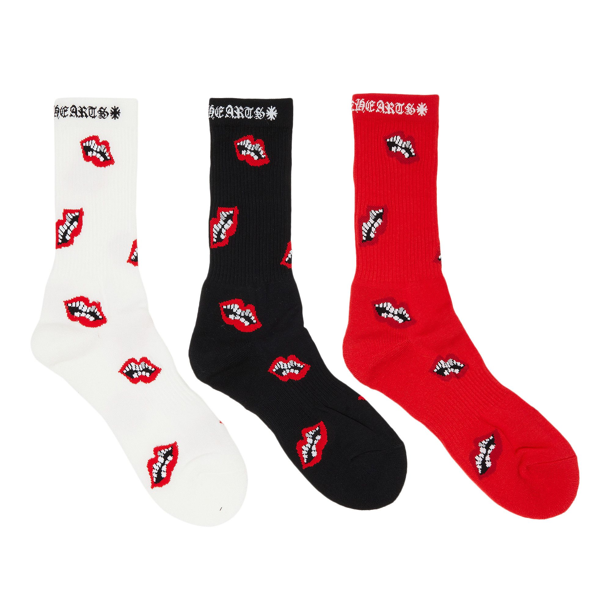 Size m Chrome Hearts Chomper Socks (3 Packs) 'Multicolor'