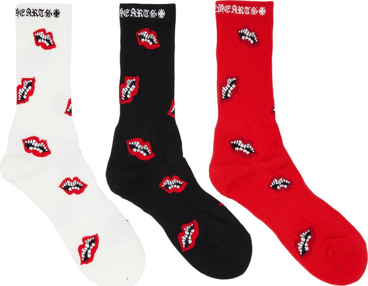 Chrome Hearts Chomper Socks (3 Packs) 'Multicolor'