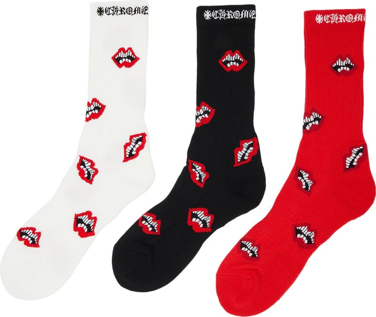 Chrome Hearts Chomper Socks 3 Packs Multicolor