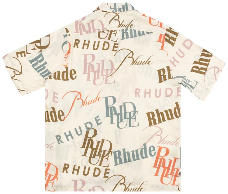 Rhude Mash Up Logo Button Up CreamMulticolor