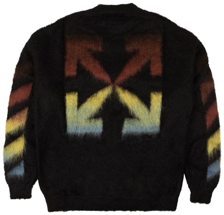 Off White Diag Brushed Mohair Crewneck Sweater BlackRainbow