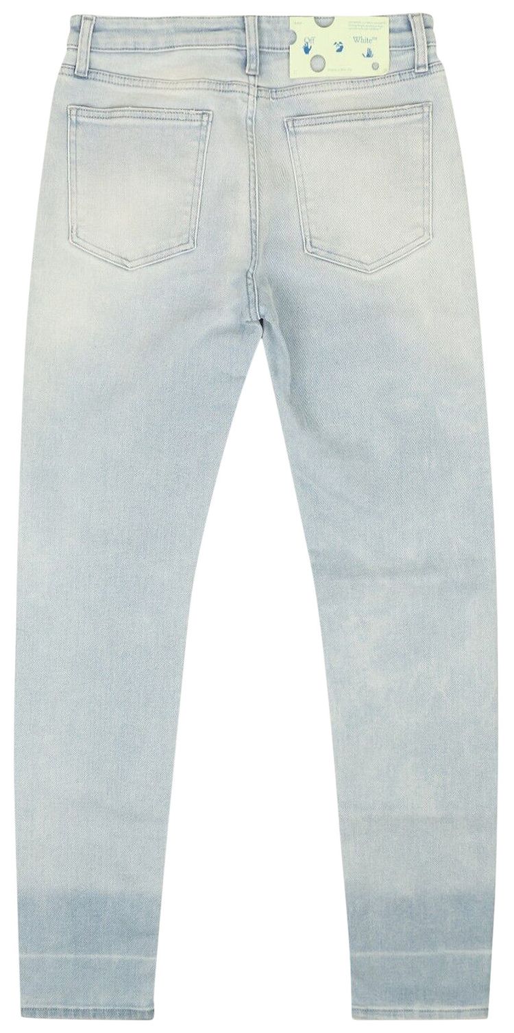 Off White Bleached Skinny Denim Jeans Light Blue