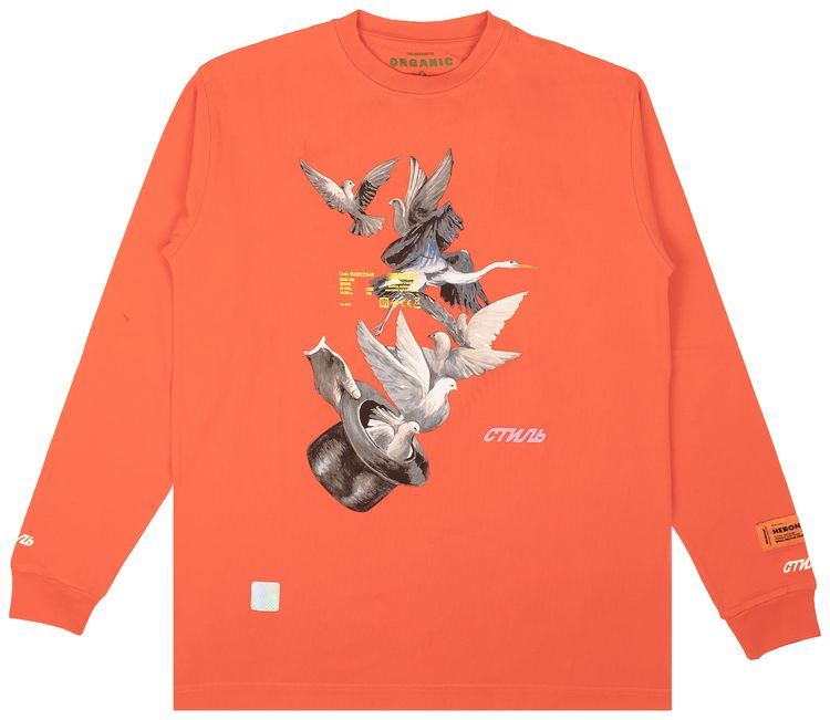 Heron Preston Doves Long Sleeve T Shirt Orange