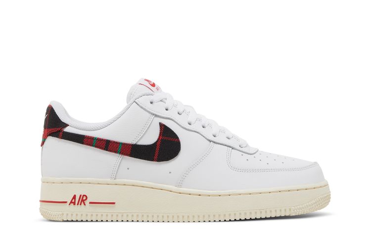Nike Men's Air Force 1 Low '07 Lv8 'Tartan Plaid White University Red' Sneakers