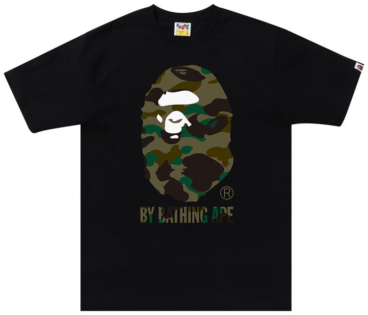 BAPE 1st Camo Side Big Ape Head Tee BlackGreen