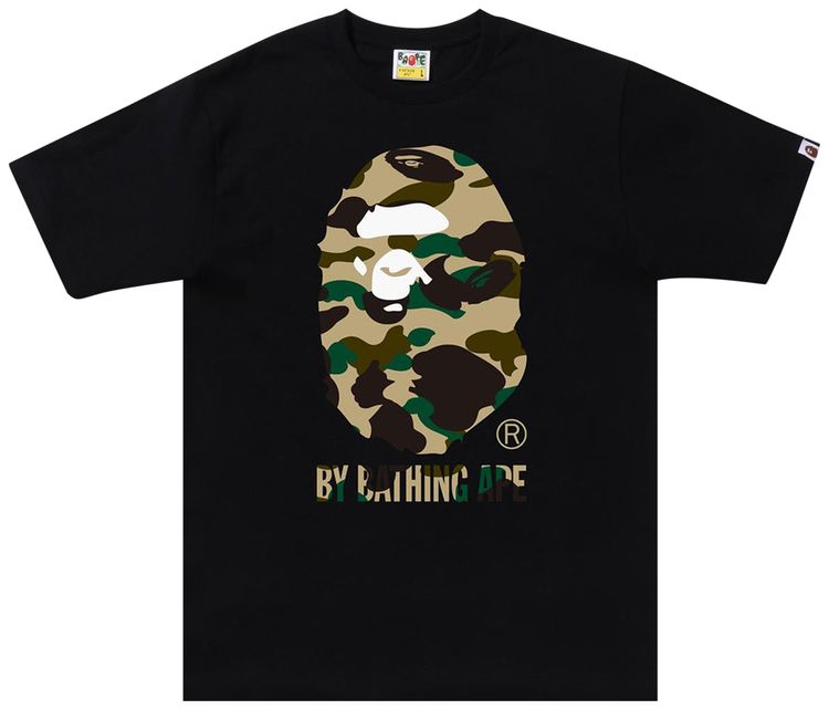BAPE 1st Camo Side Big Ape Head Tee BlackYellow