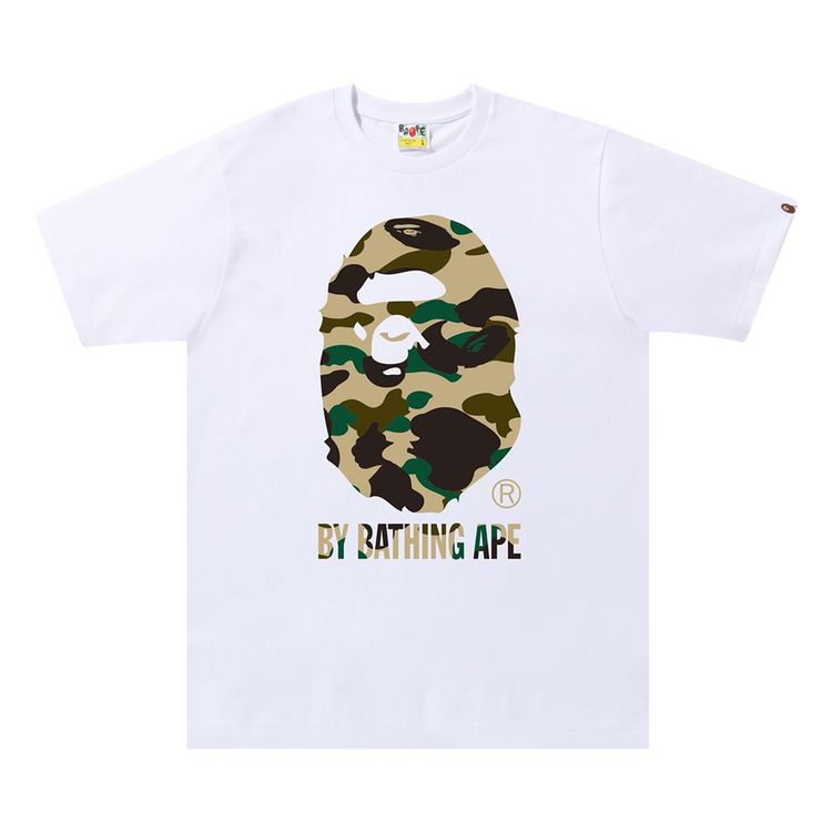 BAPE 1st Camo Side Big Ape Head Tee WhiteYellow