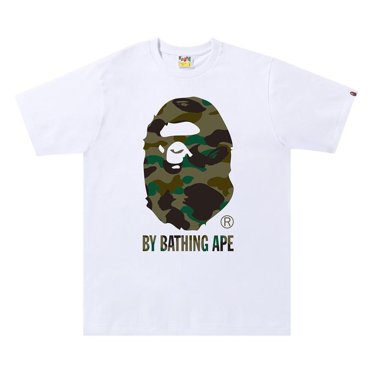 BAPE 1st Camo Side Big Ape Head Tee WhiteGreen