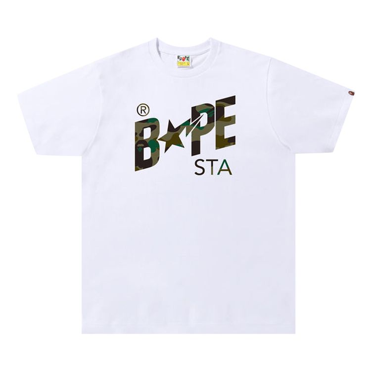 BAPE Sta 1st Camo Logo Tee WhiteGreen