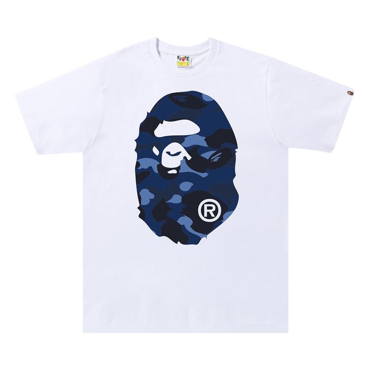 BAPE Color Camo Big Ape Head Tee WhiteNavy