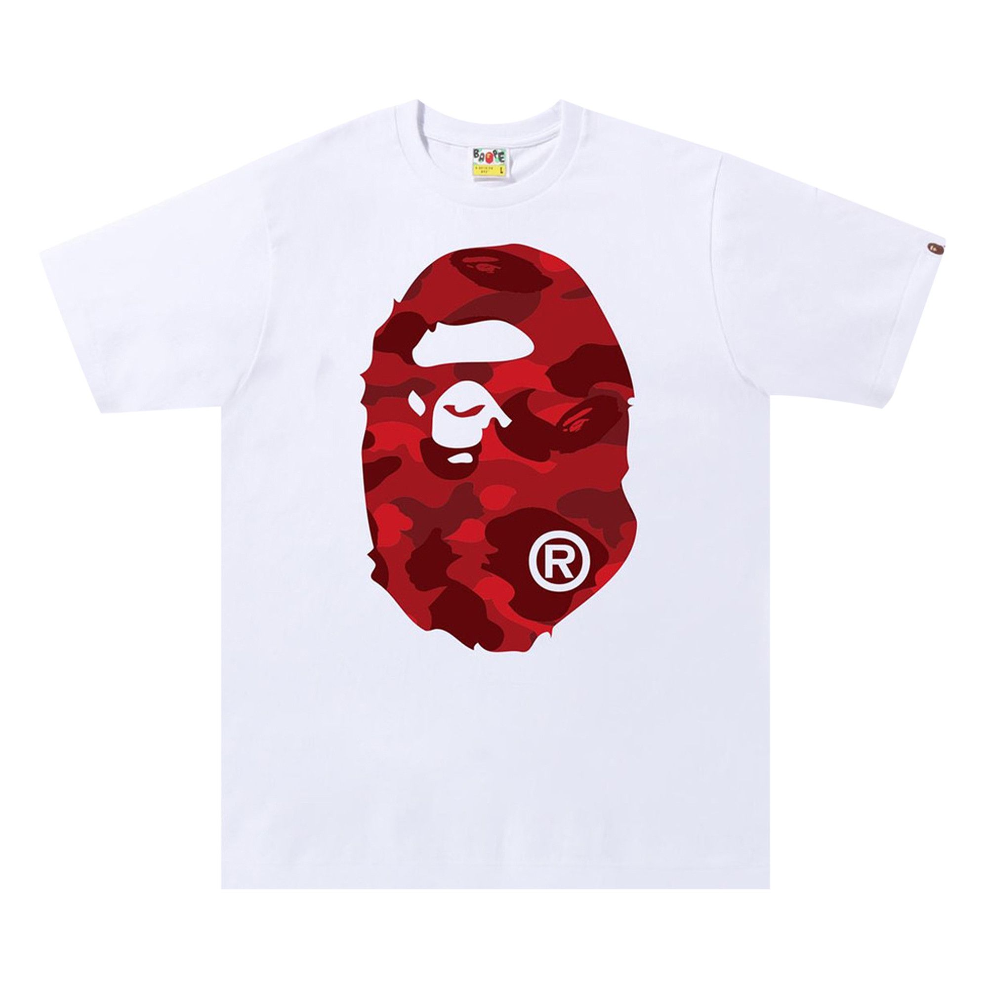 Bape Color Camo Big Ape Head Tee White Red