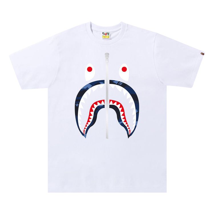 BAPE Color Camo Shark Tee WhiteNavy