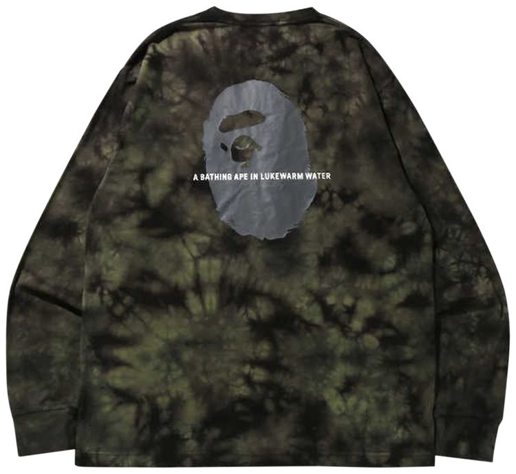 BAPE Tie Dye One Point Pocket Relaxed Fit Long Sleeve Tee Black
