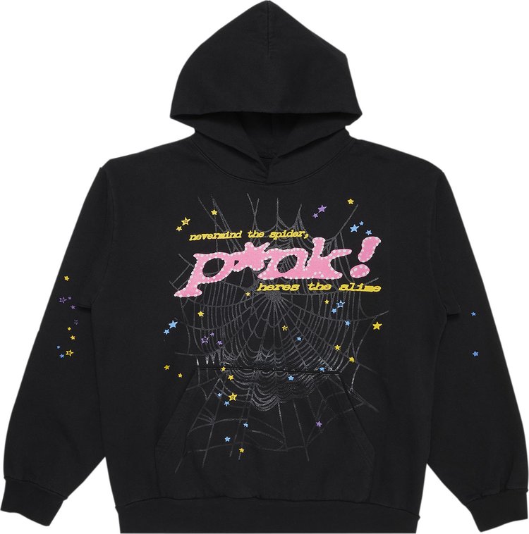 Sp5der Logo Pullover Hoodie Sweatshirt 'Black Pink'