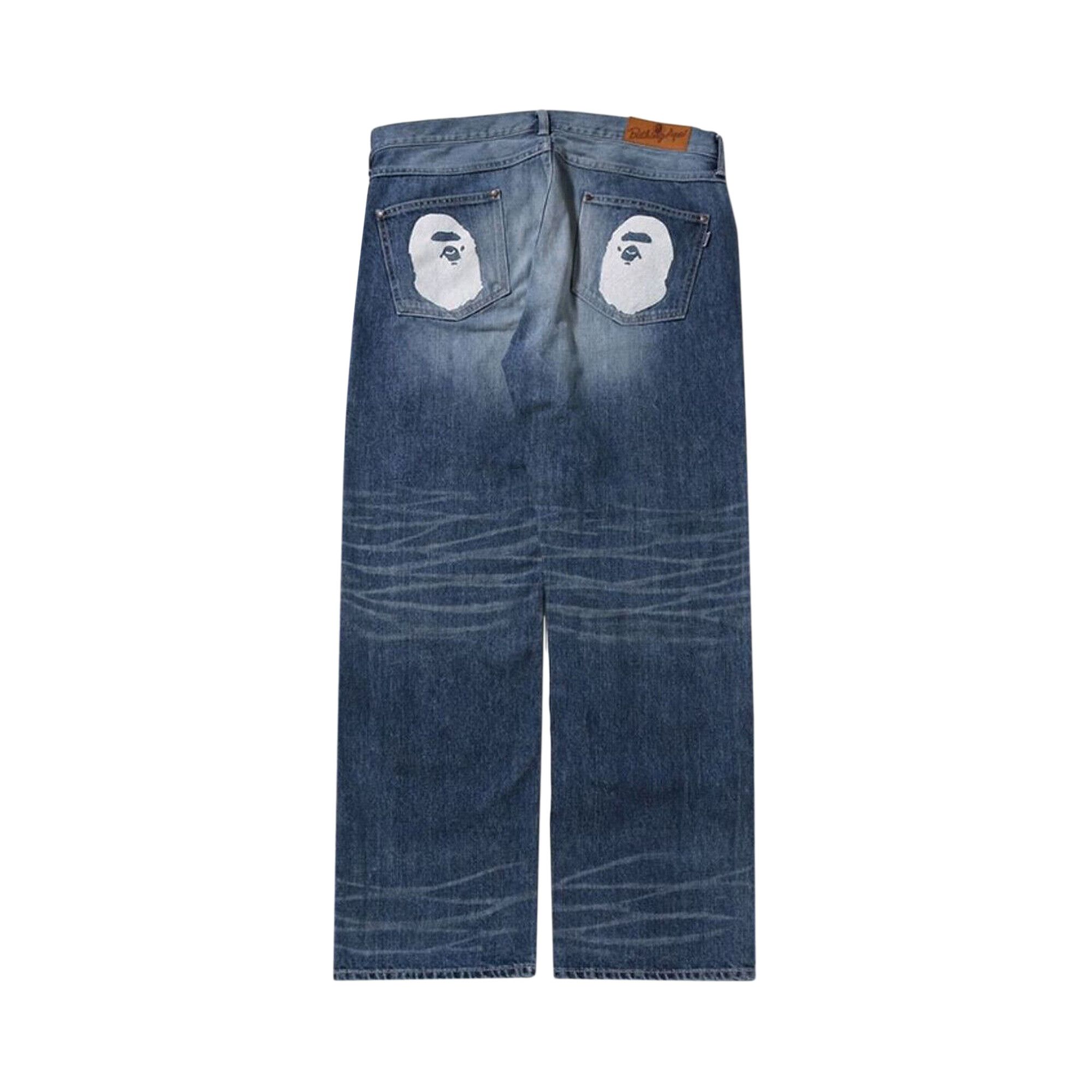 Buy BAPE Ape Head Relaxed Fit Denim Pants 'Blue/Light Indigo Buy BAPE Ape Head Relaxed Fit Denim Pants 'Blue/Light Indigo
