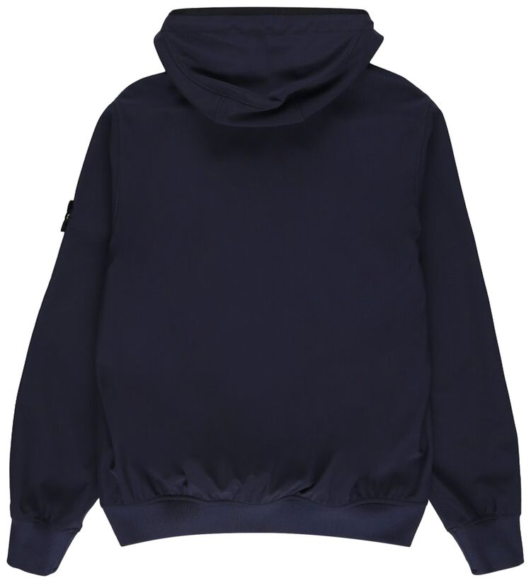 Stone Island Logo Patch Hooded Nylon Jacket Navy
