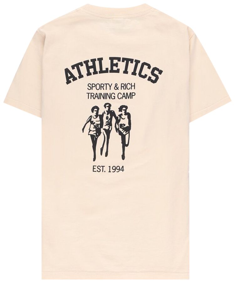 Sporty  Rich Training Camp T Shirt CreamBlack