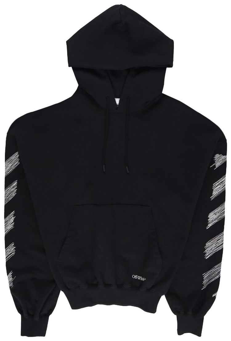 Off White Scribble Diagonal Hoodie BlackWhite