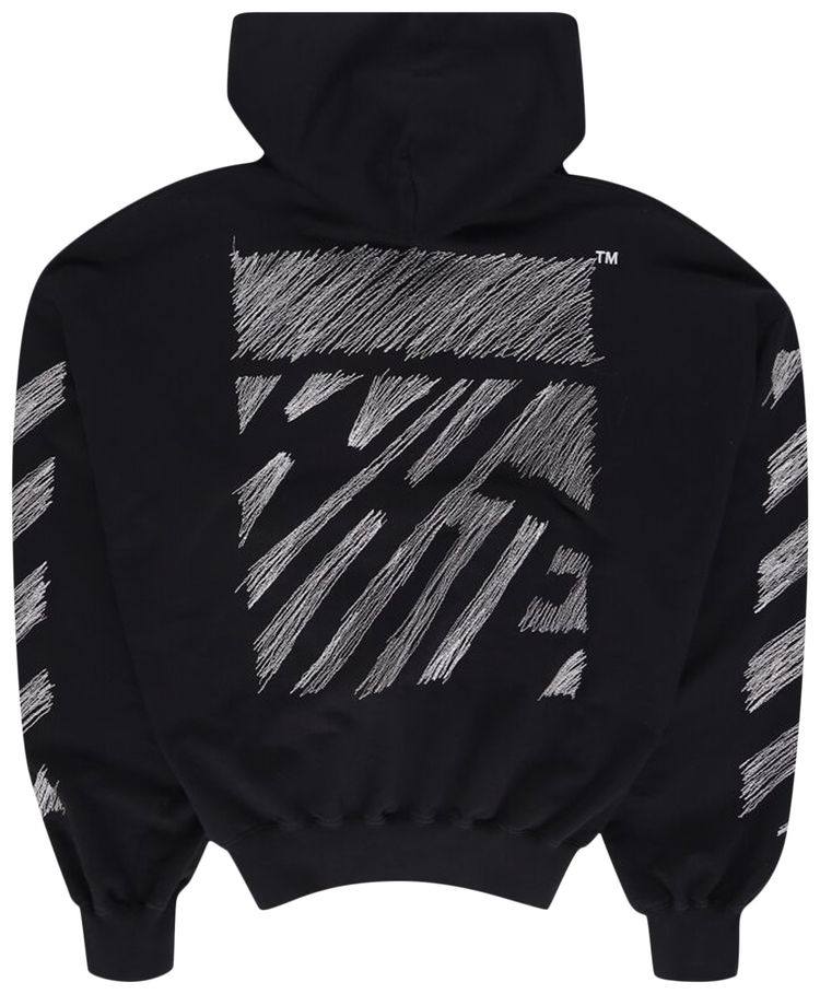 Off White Scribble Diagonal Hoodie BlackWhite