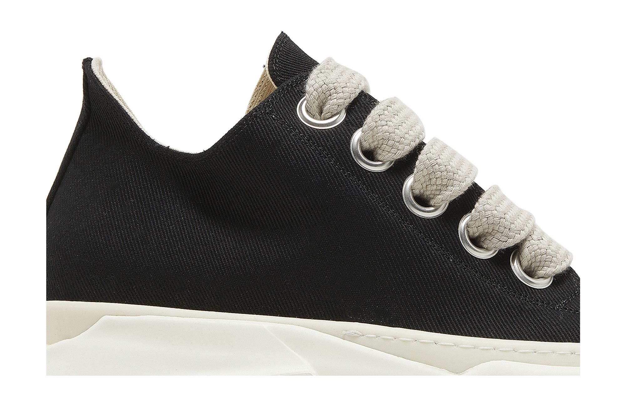 Size 6.0 Rick Owens DRKSHDW Fogachine Cotton Denim Megalace Abstract Low  'Black Milk'