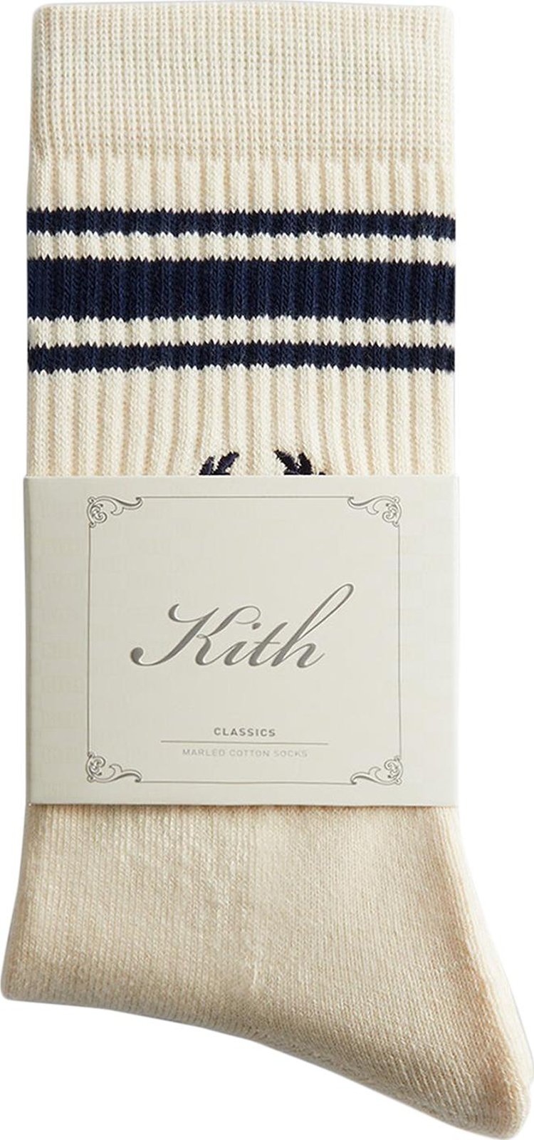 Kith Striped Script Laurel Kith Logo Sock 'Sandrift'