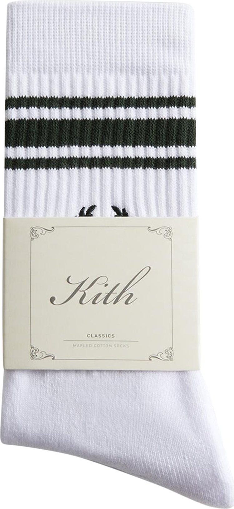 Kith Striped Script Laurel Kith Logo Sock 'White'