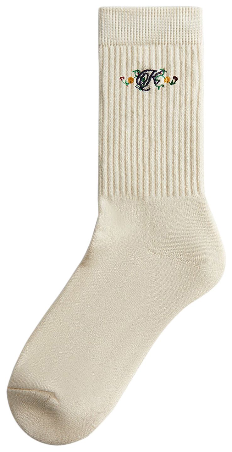 Kith Floral Script K Socks Sandrift