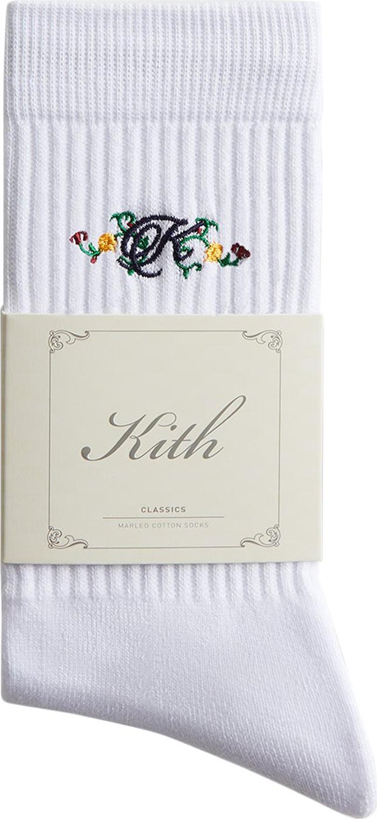 Kith Floral Script K Socks 'White'