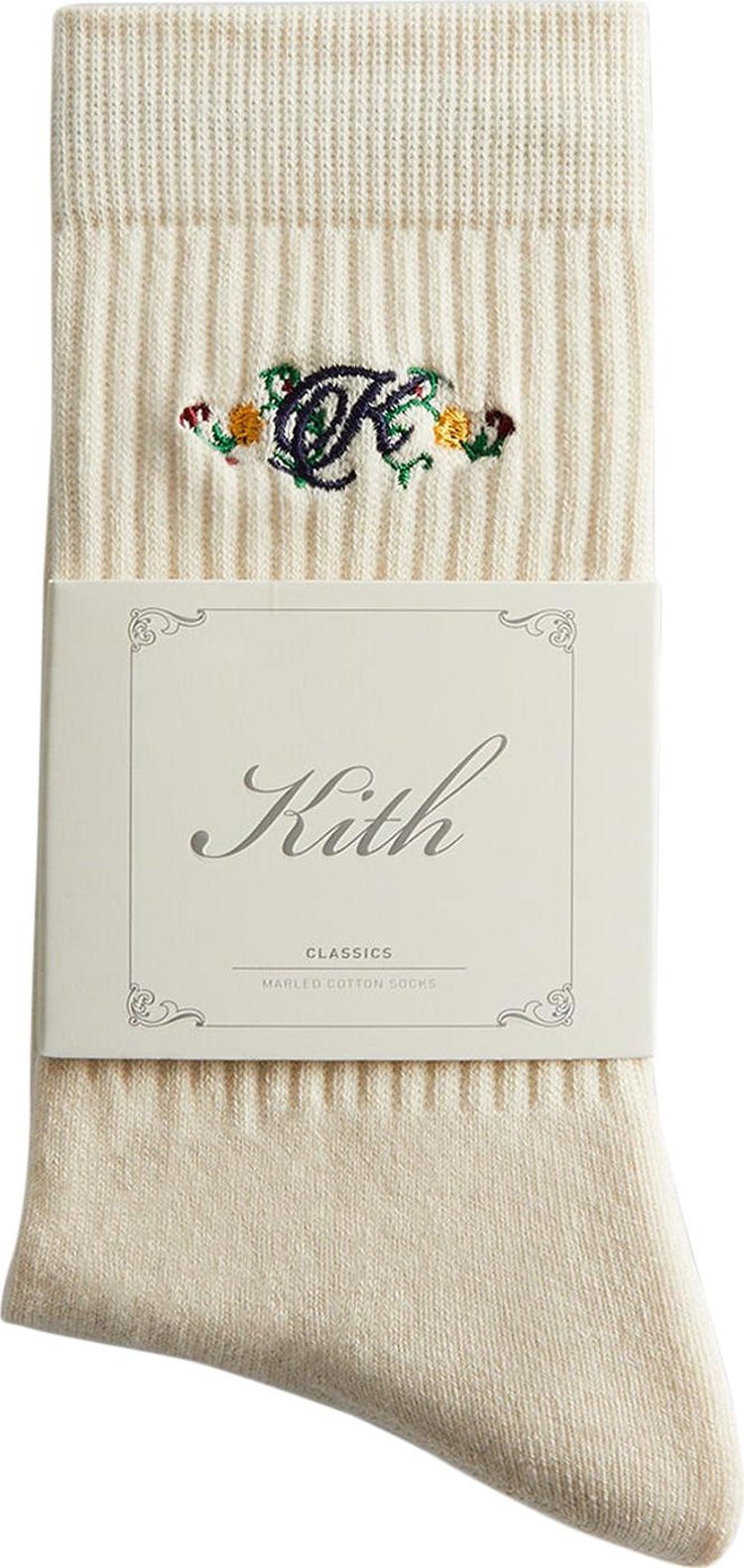 Kith Floral Script K Socks 'Sandrift'
