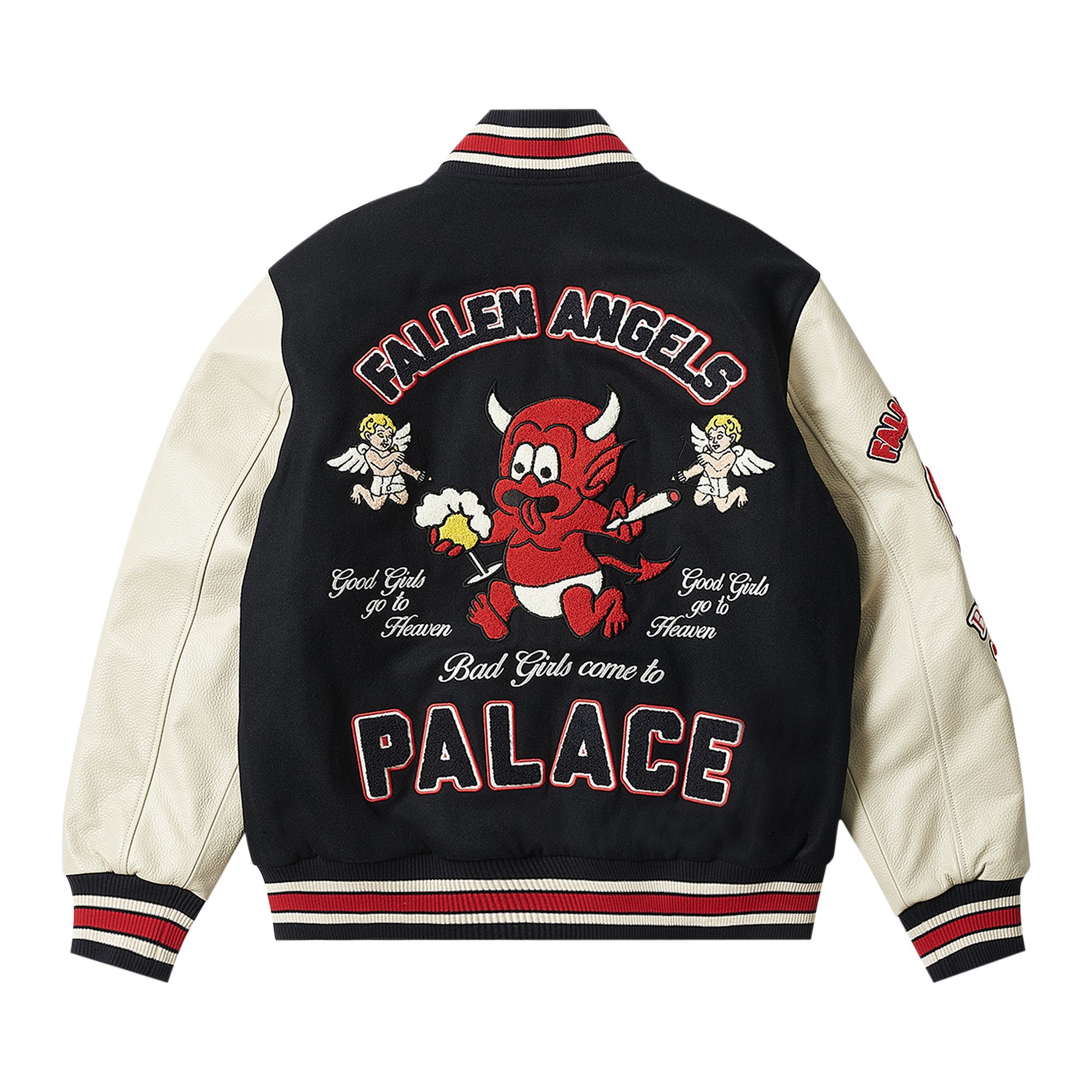 Size l Palace Fallen Angels Varsity Jacket 'Navy'