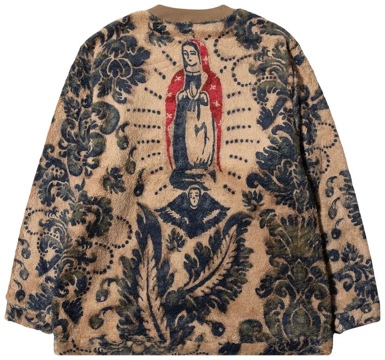 Kapital Damask Fleece Big Sweat Virgin Mary Beige