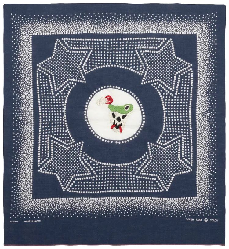 Kapital Fastcolor Selvedge Bandana Vietnam Star Navy