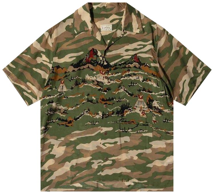 Kapital Tipi Camo Aloha Shirt Khaki