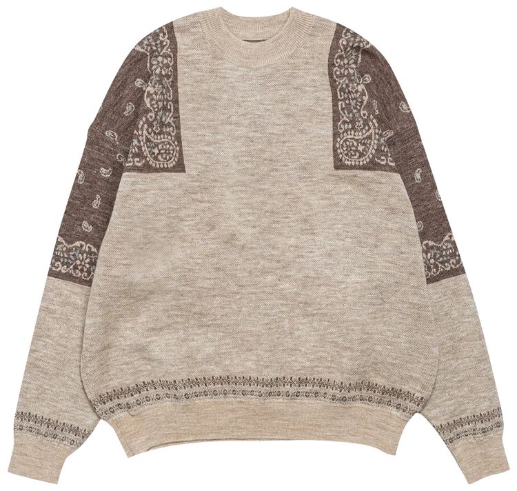 Kapital 12G Wool Bandana Crew Sweater Brown